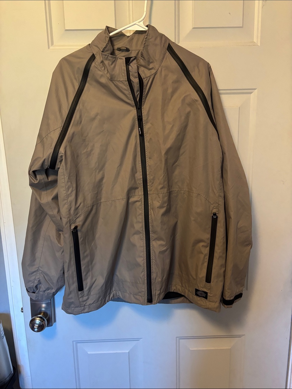 Dickies Men's Khaki Windbreaker Jacket with Black Trim